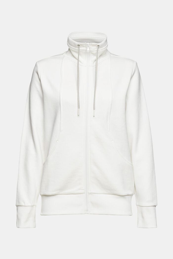 Sweatshirt med lynlås, bomuldsmiks, OFF WHITE, detail image number 5