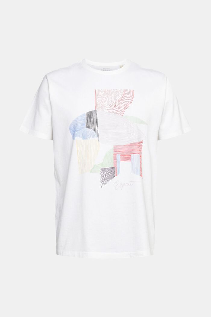 Jersey-T-shirt med frontprint, WHITE, overview
