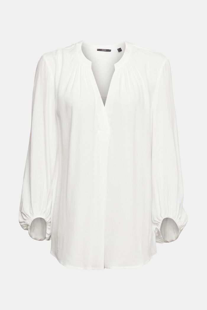 Bluse med bægerformet udskæring, OFF WHITE, detail image number 2
