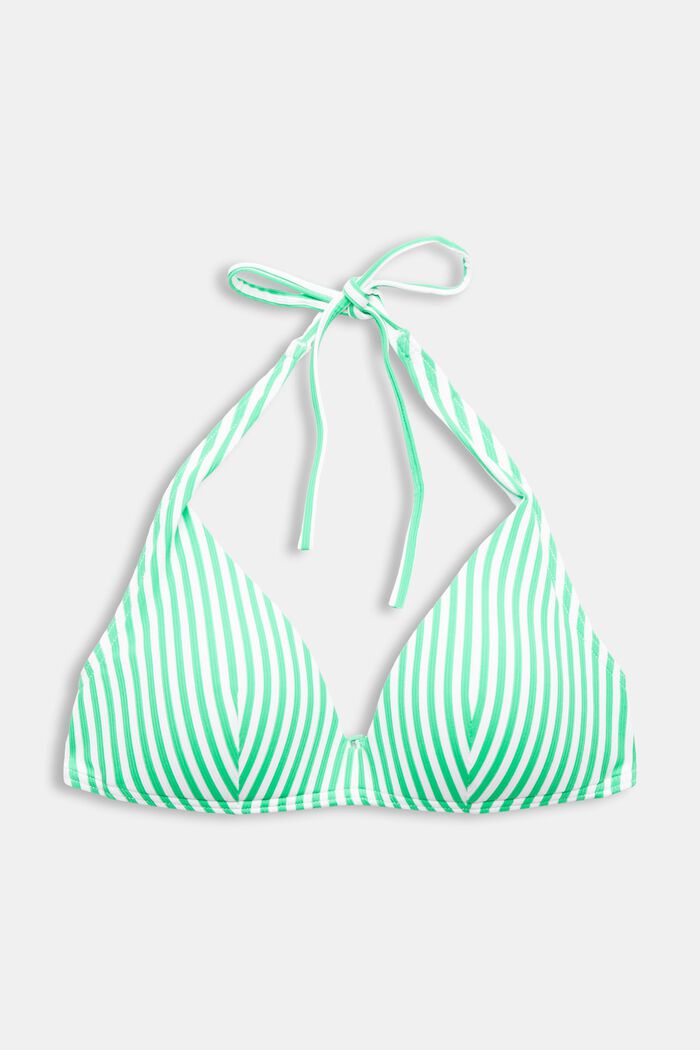 Halterneck-bikinitop med striber, GREEN, detail image number 4