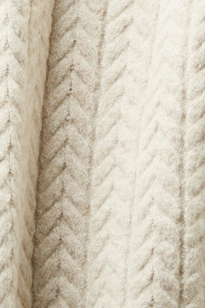 Meleret kabelstrikket sweater med rund hals, OFF WHITE, detail image number 5