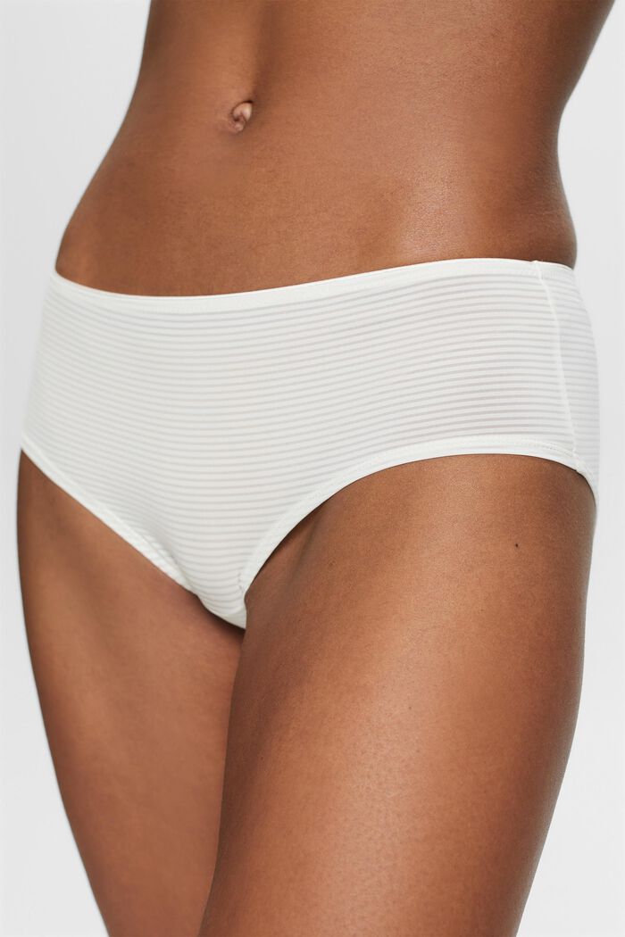 Stribede shorts i mikrofiber, OFF WHITE, detail image number 2