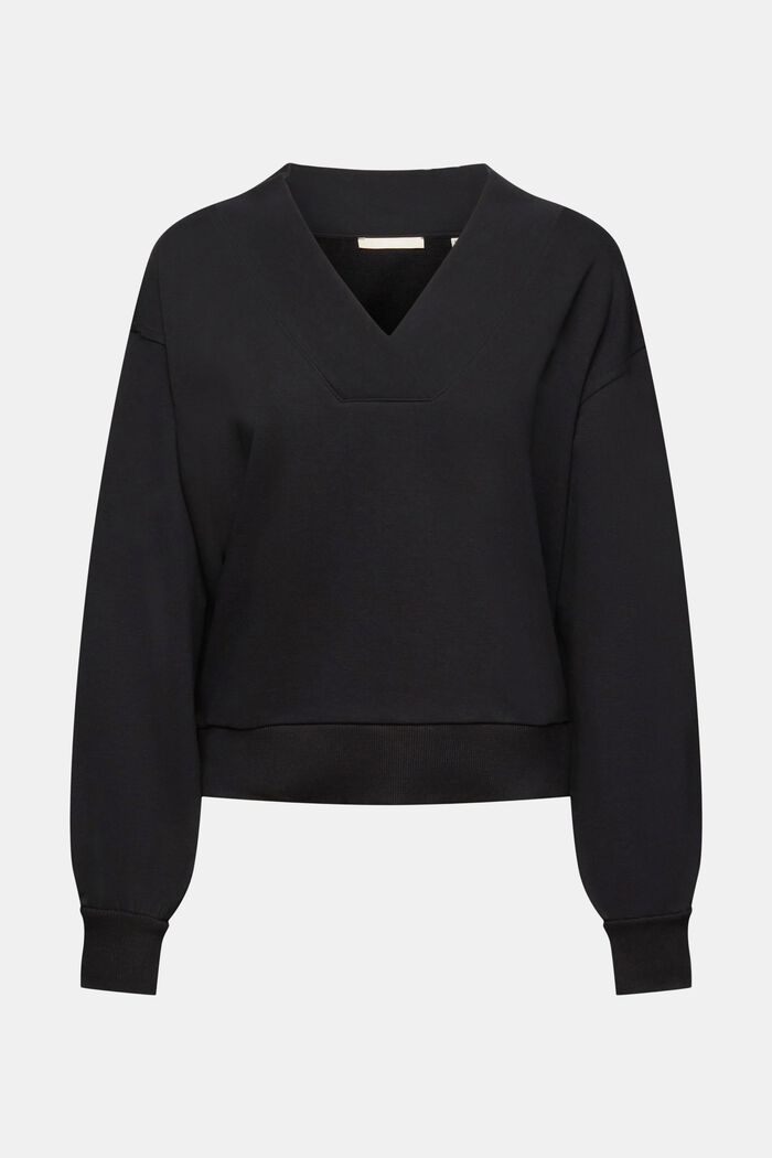 Sweatshirt med V-hals, BLACK, detail image number 5