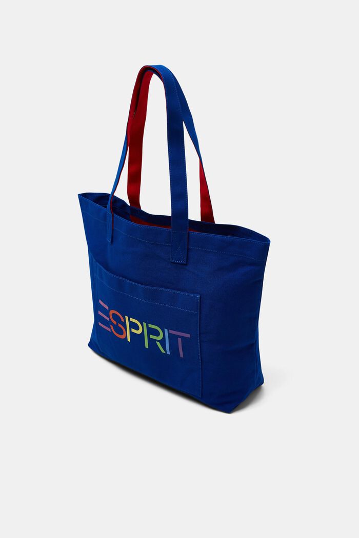 Shoppingtaske i canvas med logo, BRIGHT BLUE, detail image number 2