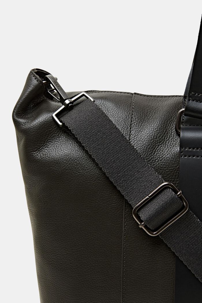 Weekendtaske i læder, DARK GREY, detail image number 1