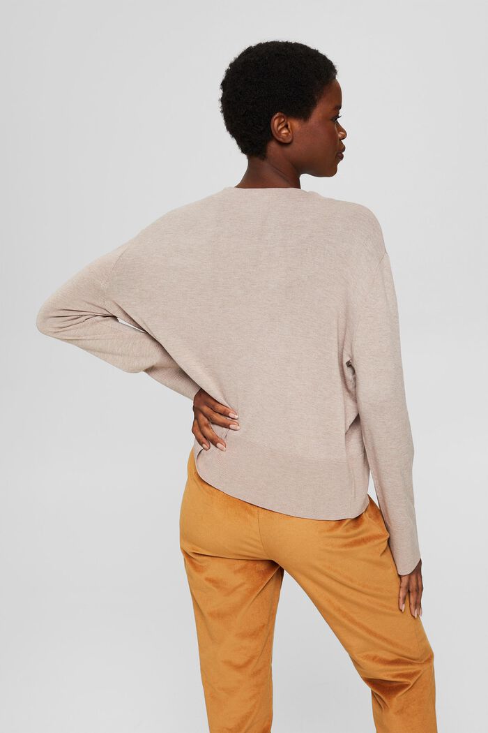 Finmasket striksweater, LENZING™ ECOVERO™, LIGHT TAUPE, detail image number 3