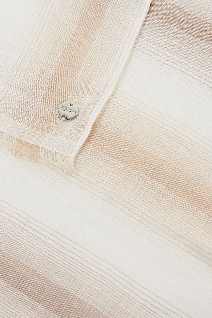 Stribet tørklæde i hørmiks, BEIGE, detail image number 1