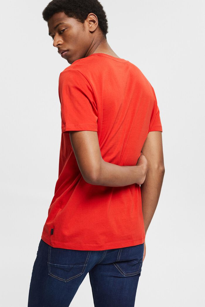 T-shirt i jersey med print, 100% økologisk bomuld, RED ORANGE, detail image number 3