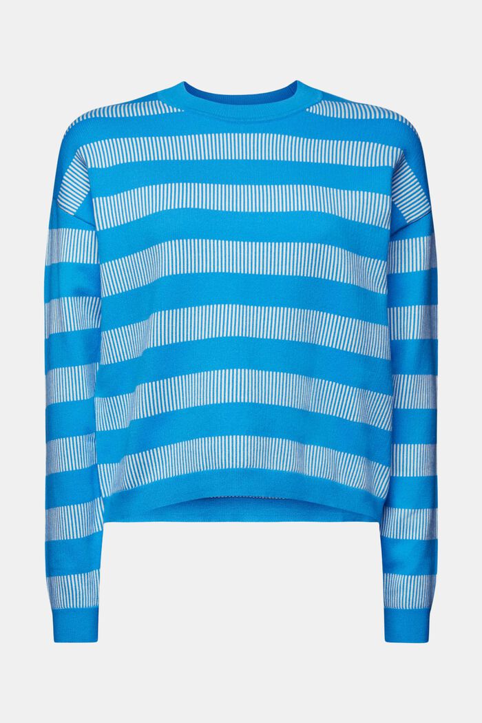 Sweater med jacquard-striber og rund hals, BLUE, detail image number 6