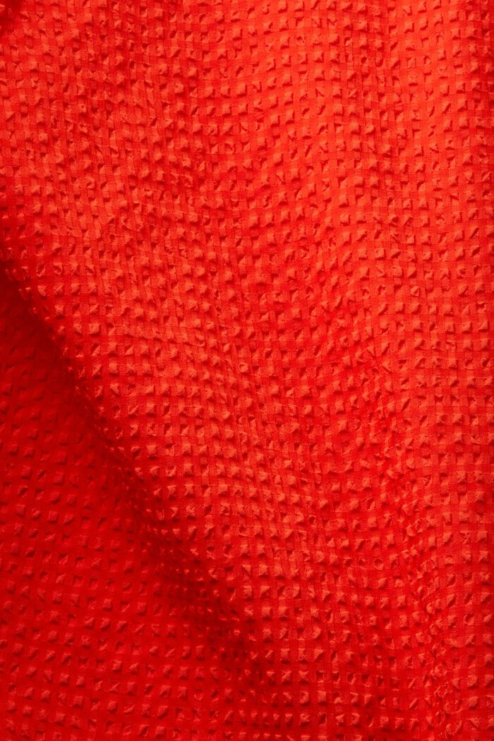 Seersucker-bluse med pufærmer, ORANGE RED, detail image number 4