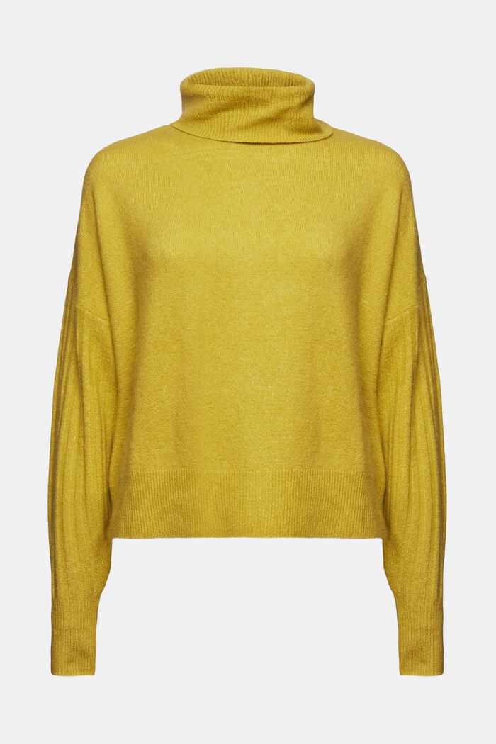 Rullekravesweater i uldmiks, PISTACHIO GREEN, detail image number 7