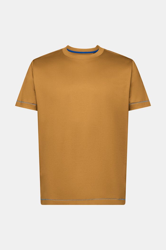 Jersey-T-shirt med rund hals, 100 % bomuld, TOFFEE, detail image number 6