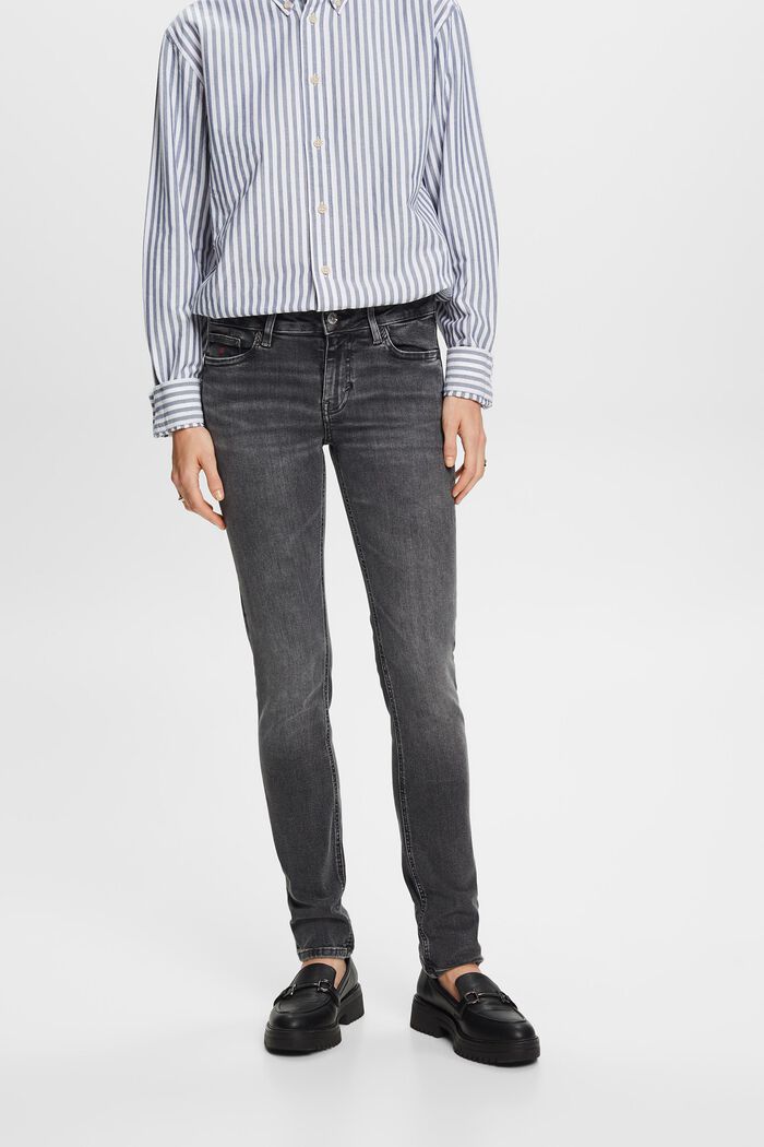Slim jeans med mellemhøj talje, BLACK DARK WASHED, detail image number 0