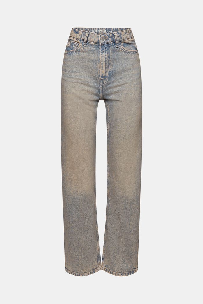 Lige retro-jeans med høj talje, BLUE LIGHT WASHED, detail image number 7