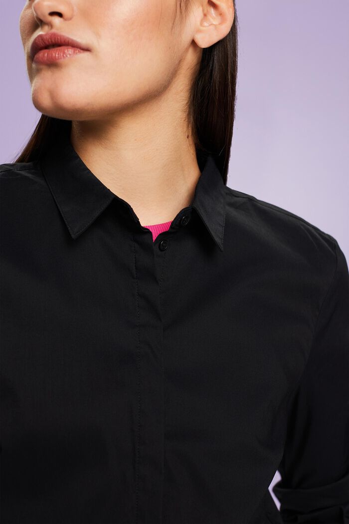 Skjortebluse i poplin, BLACK, detail image number 3