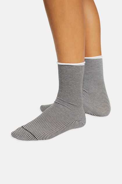 Pakke med 2 par stribede sokker, økologisk bomuld