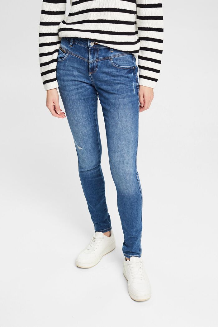 Shaping-jeans med stretch, BLUE MEDIUM WASHED, detail image number 0
