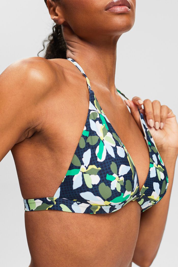Halterneck-bikinitop med print, NAVY, detail image number 2