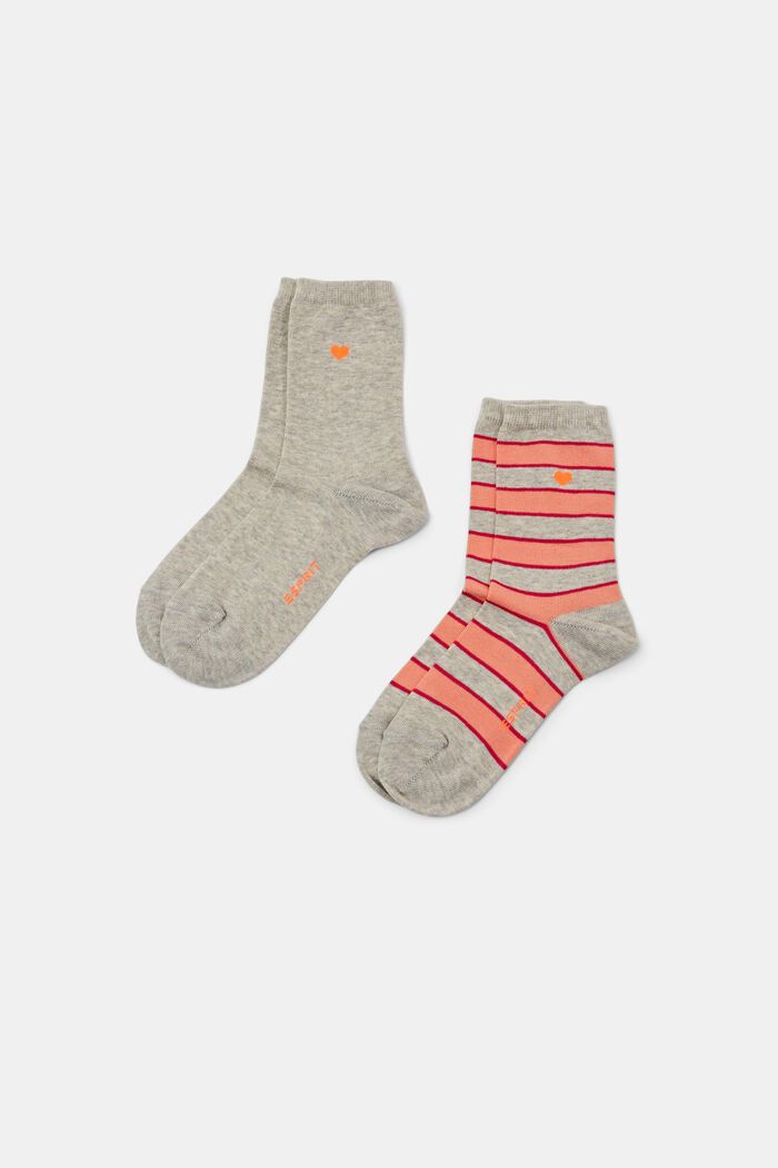 Pakke med 2 par stribede sokker, STORM GREY, detail image number 0