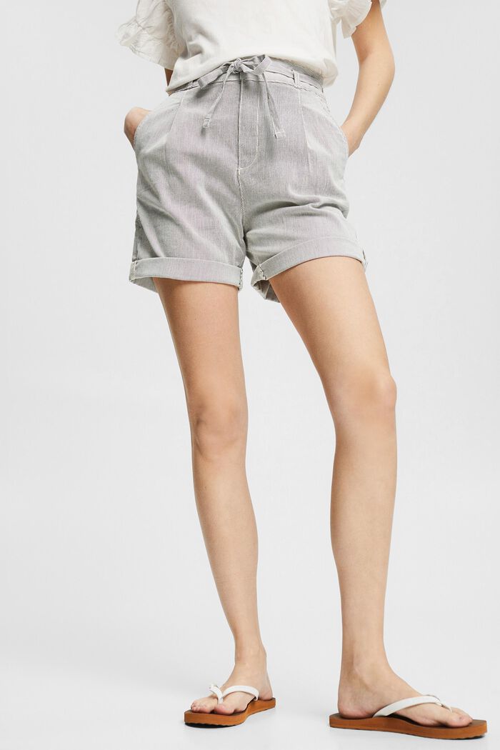 Stribede shorts med bindebælte, NAVY, detail image number 0