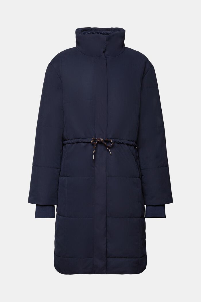 Genanvendt: Quiltet frakke med inderside i fleece, NAVY, detail image number 7