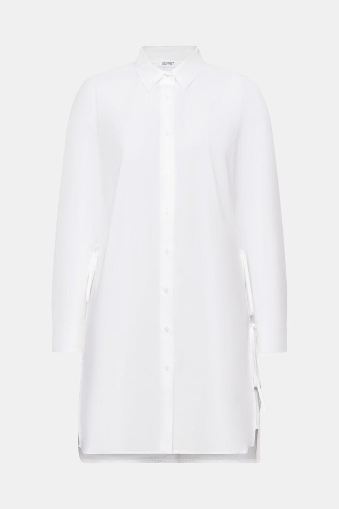 Skjortekjole i poplin med bindedetalje, WHITE, detail image number 6