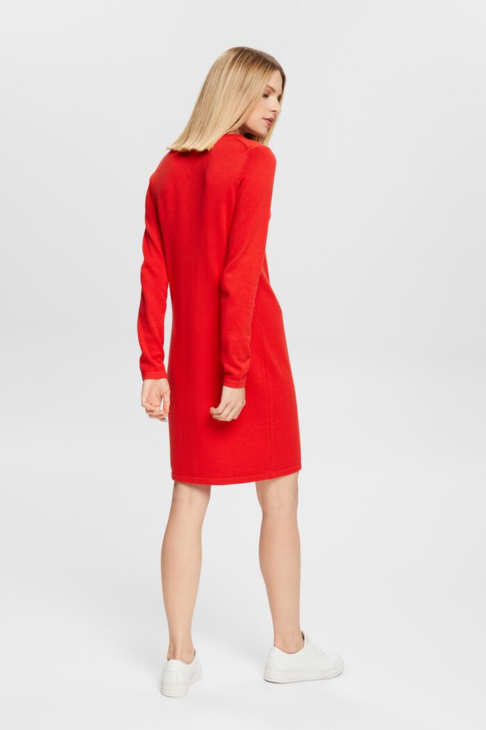 Midi-kjole i strik, ORANGE RED, detail image number 3