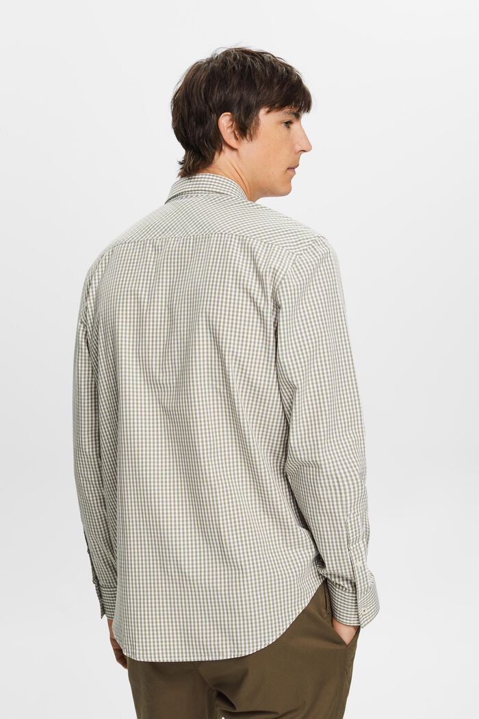 Button down-skjorte med vichytern, 100 % bomuld, LIGHT KHAKI, detail image number 3