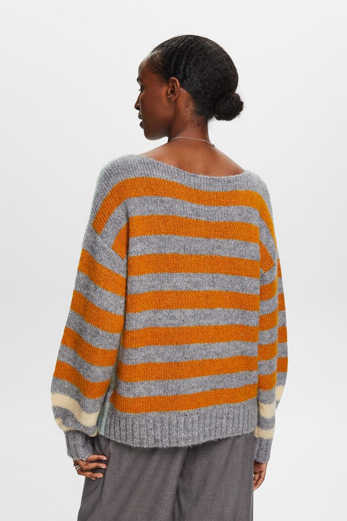 Stribet Sweater i uld-/mohairmiks, MEDIUM GREY, detail image number 3