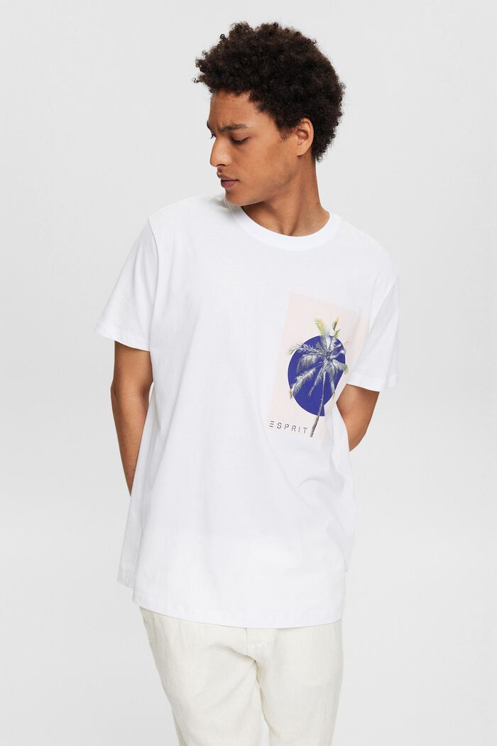 T-shirt i jersey med print, 100% bomuld, WHITE, detail image number 0