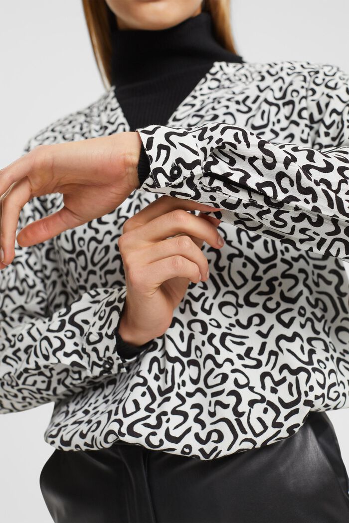 Bluse med mønster, LENZING™ ECOVERO™, WHITE, detail image number 2