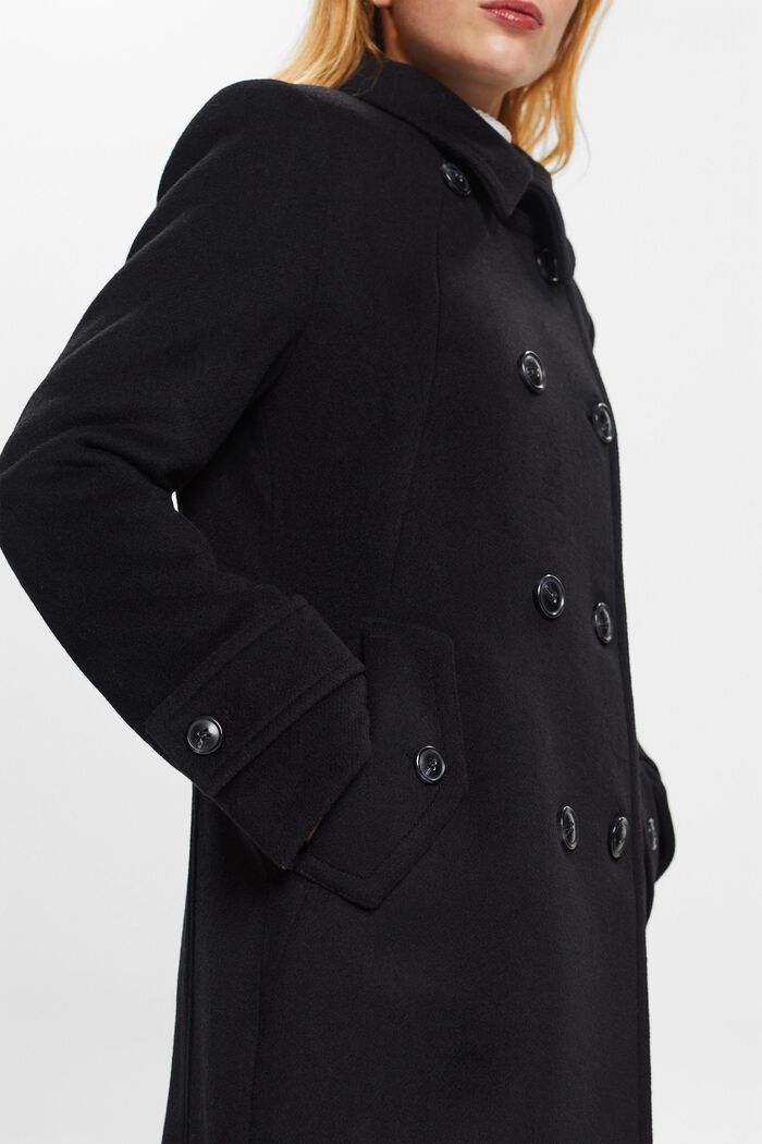 Af genanvendte materialer: frakke med uld, BLACK, detail image number 2