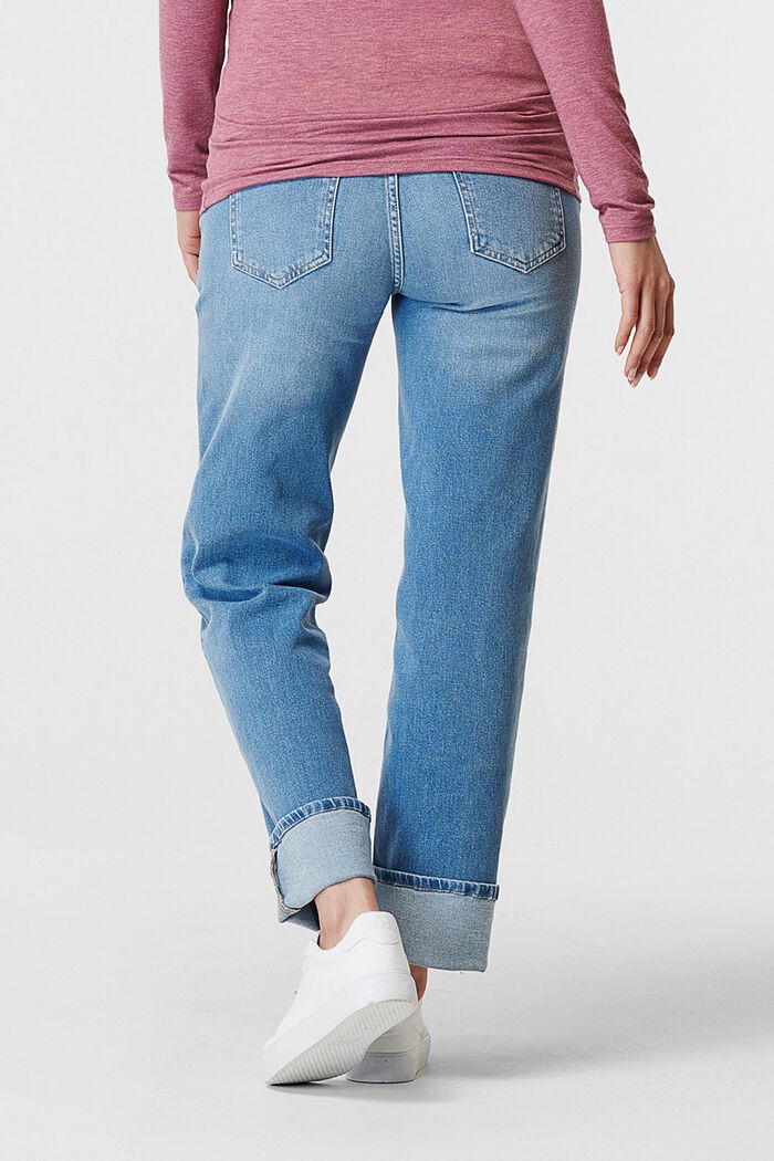 Jeans med lige ben og linning over maven, BLUE MEDIUM WASHED, detail image number 1