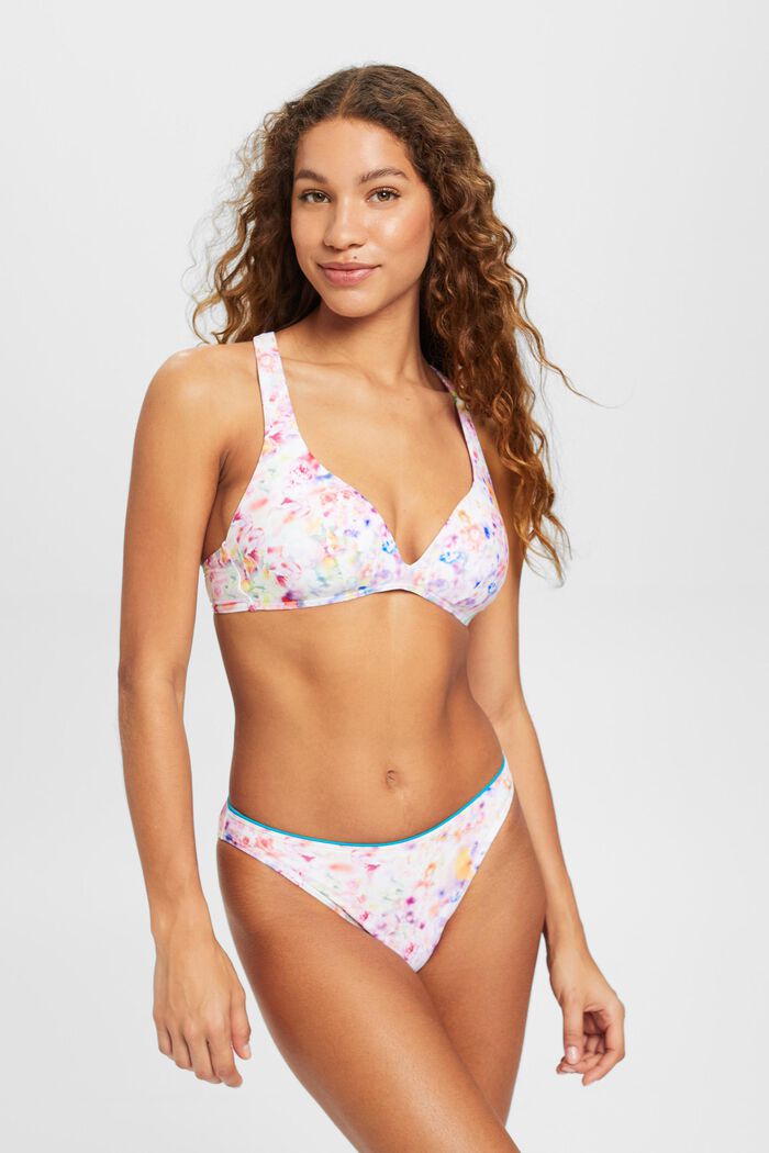 Polstret bikinitop med blomsterprint, TEAL BLUE, detail image number 0
