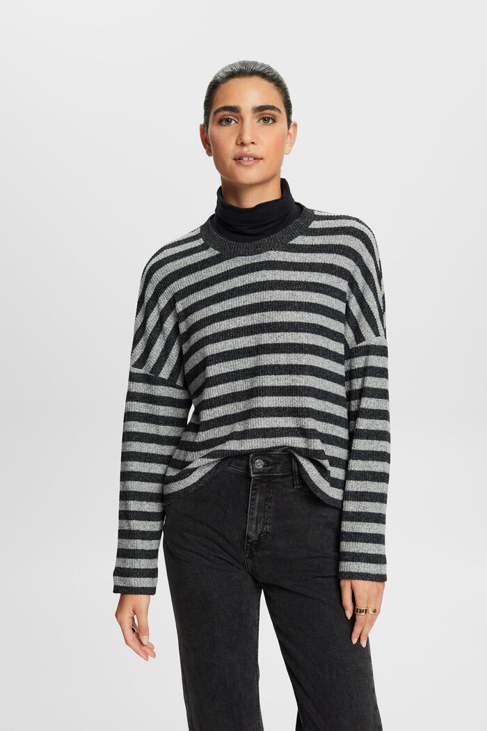 Stribet sweater, BLACK, detail image number 0