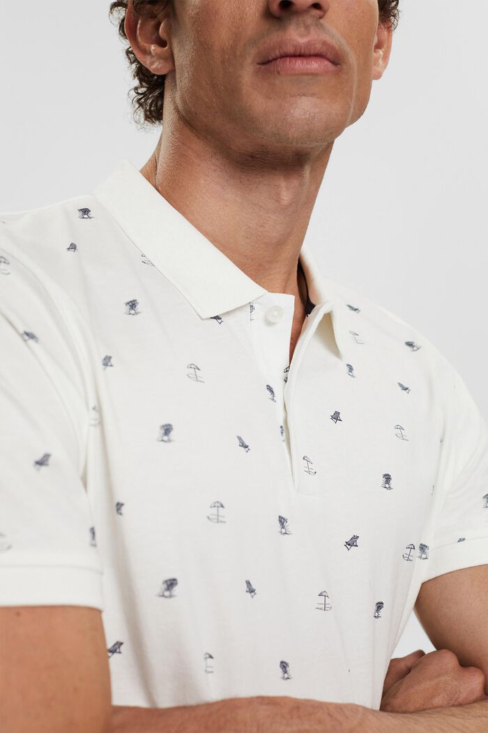 Jersey-poloskjorte med print, OFF WHITE, detail image number 2