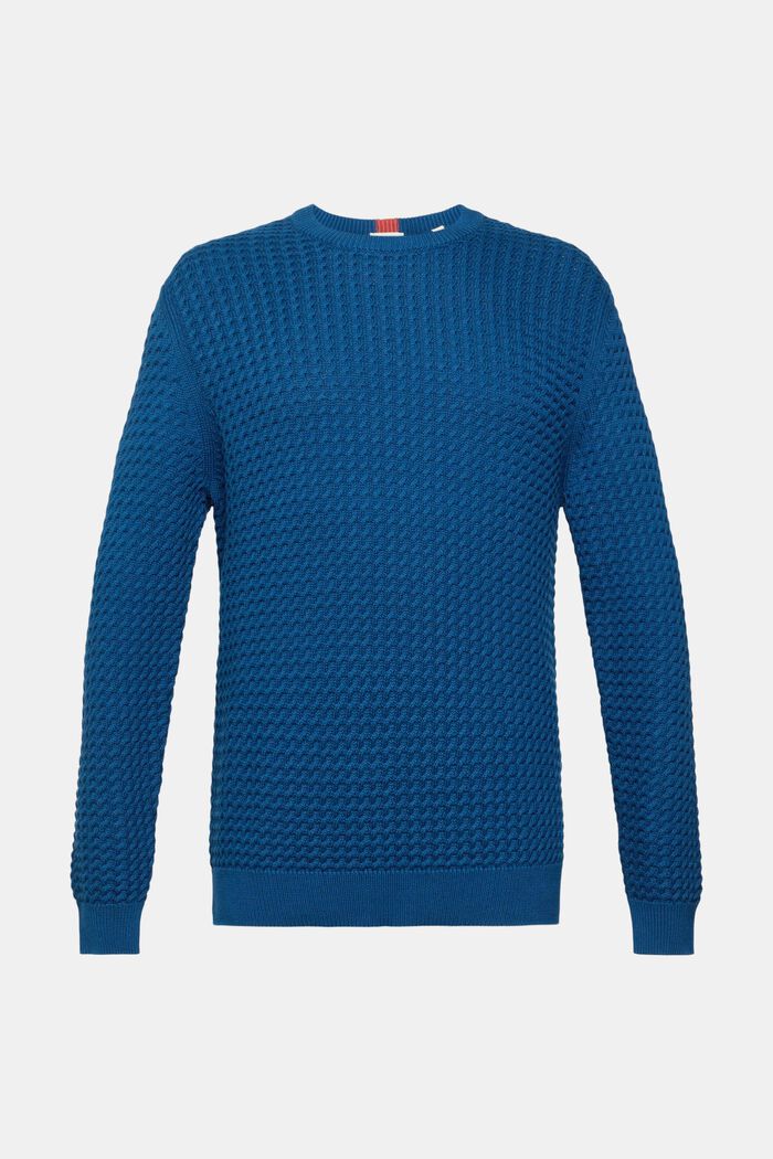 Sweater i strukturstrik, PETROL BLUE, detail image number 6