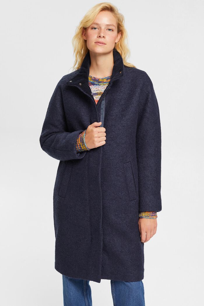 Frakke med uld, NAVY, detail image number 0