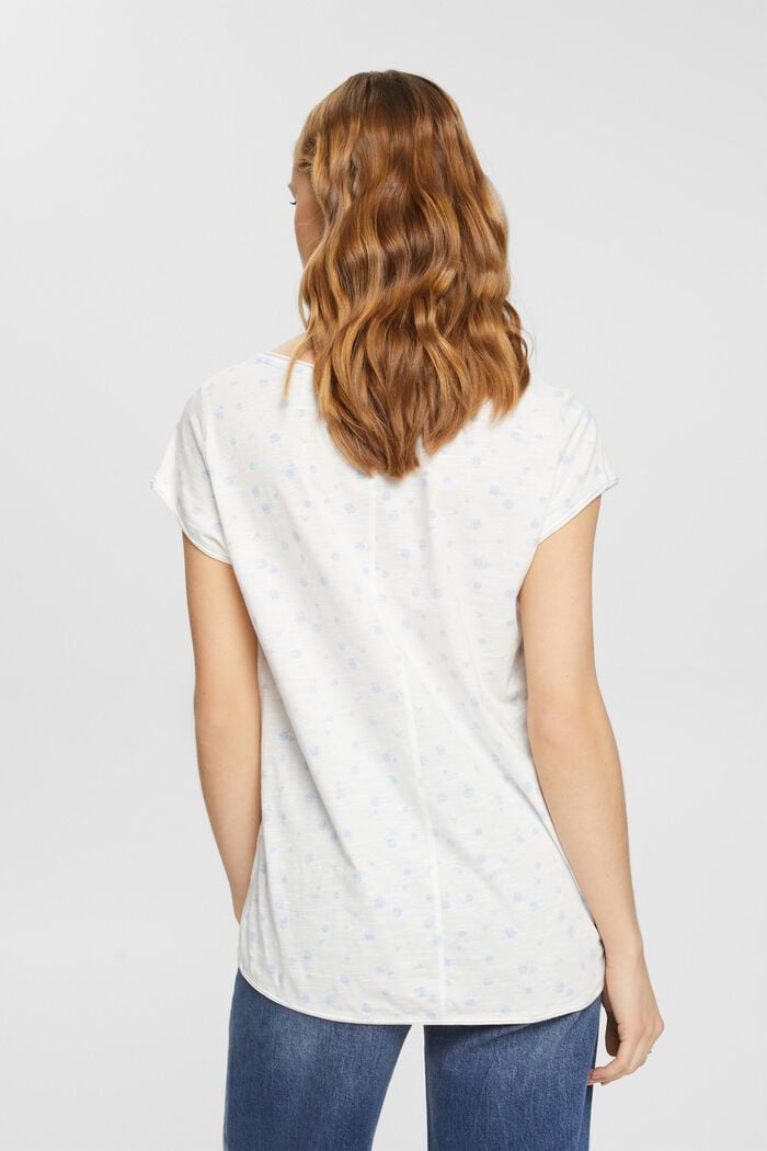 Blomstret T-shirt med rullekanter, OFF WHITE, detail image number 3