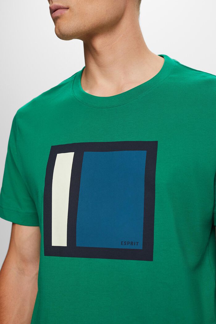T-shirt i bomuldsjersey med print, DARK GREEN, detail image number 2