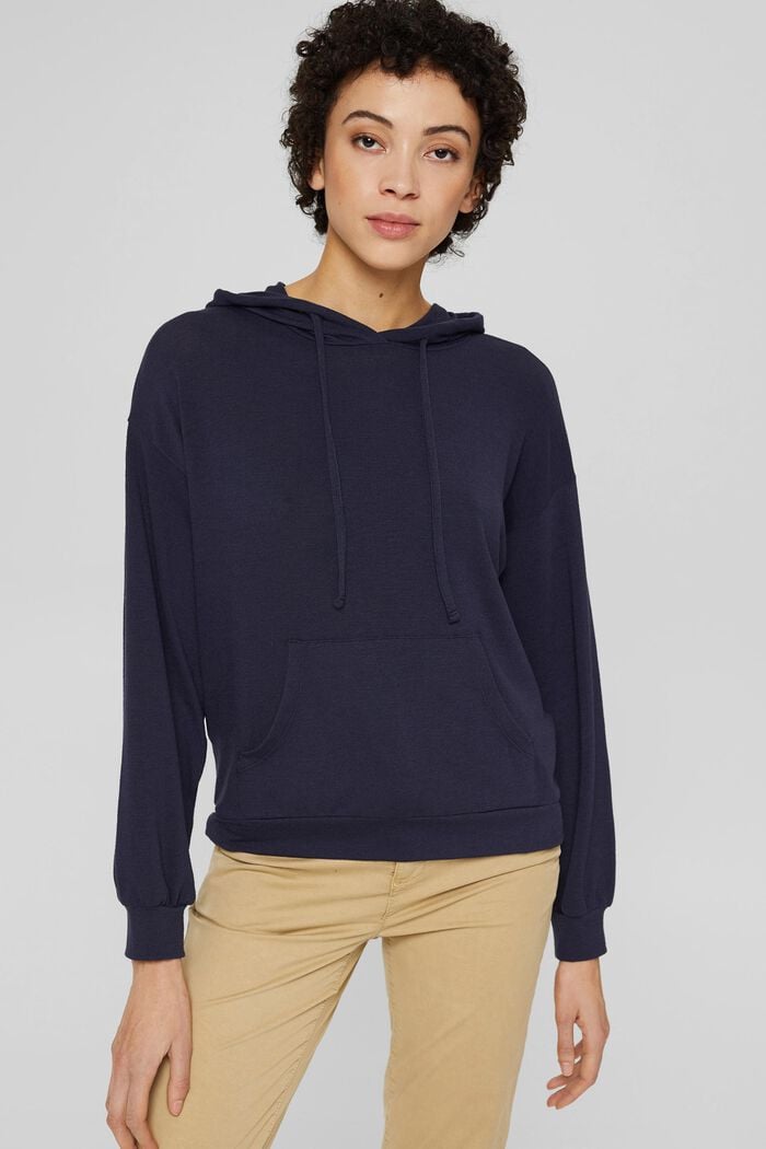 Genanvendte materialer: hoodie af jersey, NAVY, detail image number 0