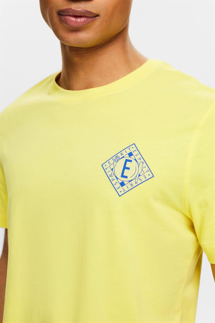 T-shirt i bomuldsjersey med logo, PASTEL YELLOW, detail image number 3