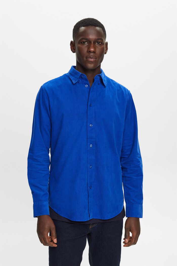 Fløjlsskjorte i 100% bomuld, BRIGHT BLUE, detail image number 0