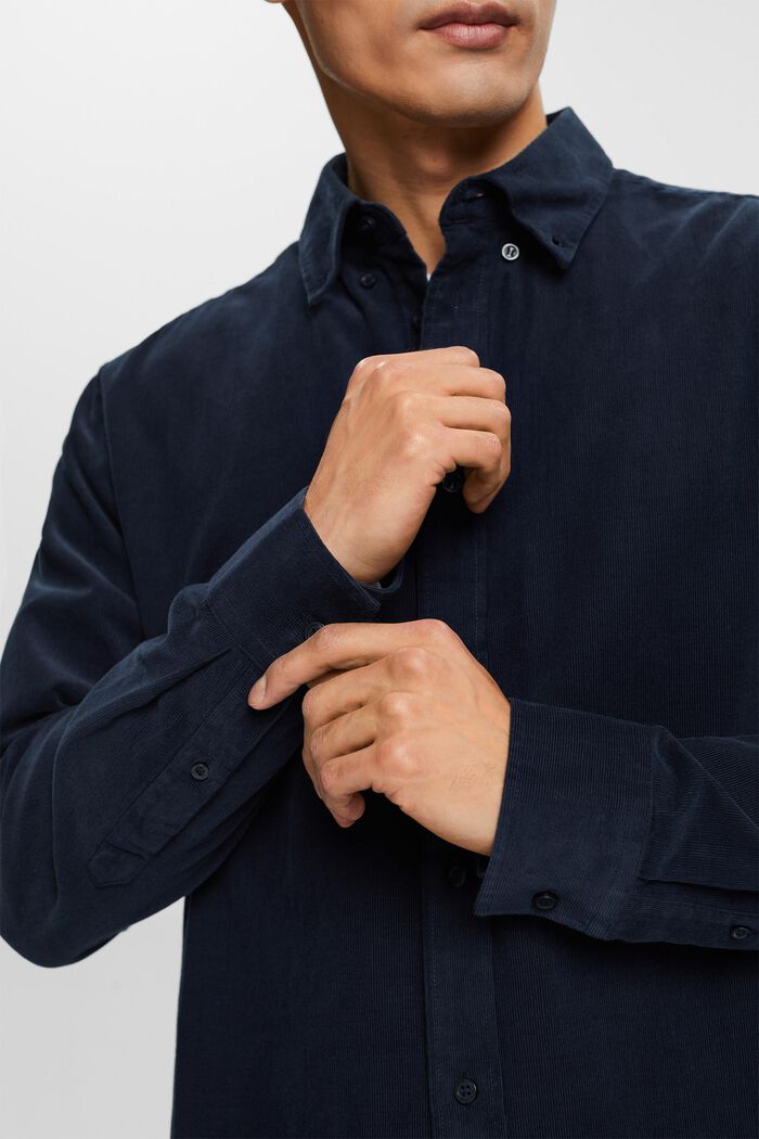 Fløjlsskjorte i 100% bomuld, PETROL BLUE, detail image number 2