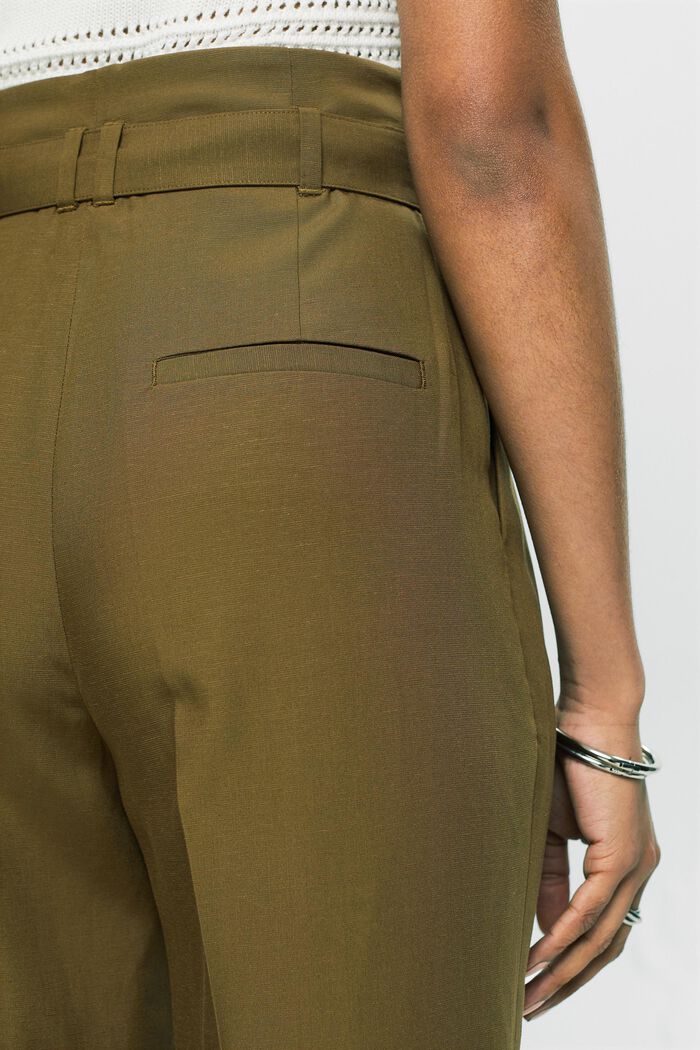Mix og Match cropped culottebukser med høj talje, KHAKI GREEN, detail image number 3