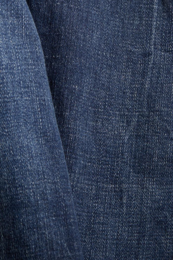 Ankellange jeans med used-look, økologisk bomuld, BLUE DARK WASHED, detail image number 4