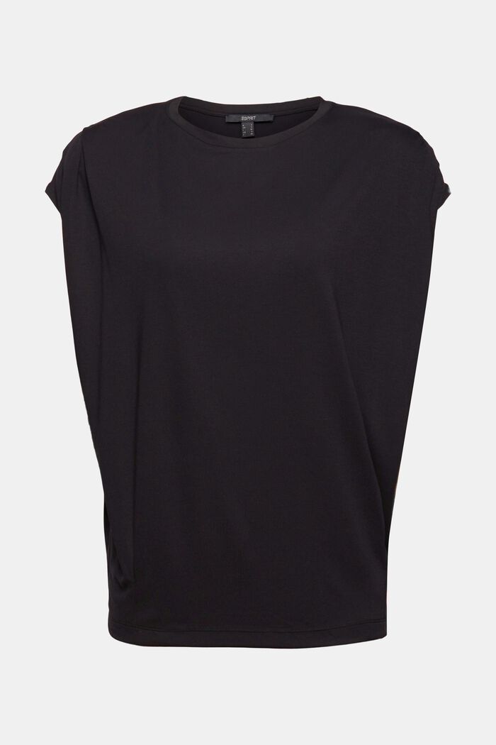 T-shirt med skulderpuder, LENZING™ ECOVERO™, BLACK, detail image number 0