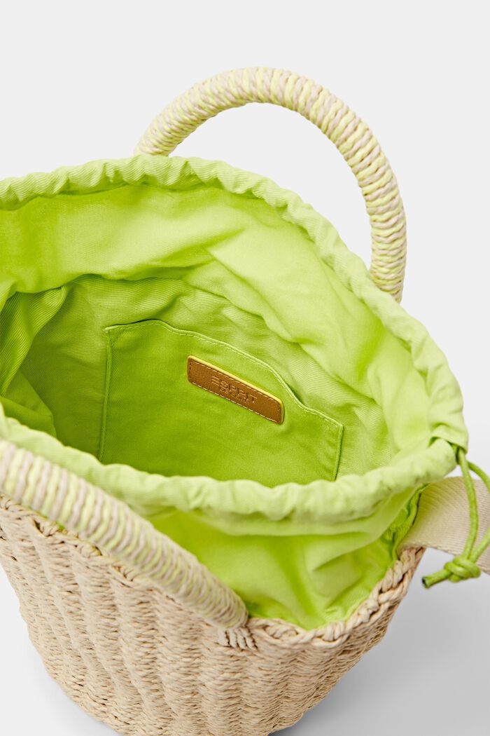 Bucket-taske i raffia med hanke foroven, LIGHT BEIGE, detail image number 1