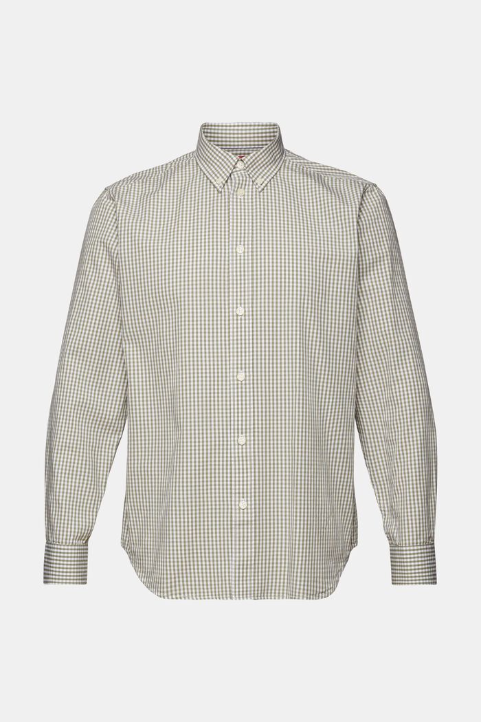 Button down-skjorte med vichytern, 100 % bomuld, LIGHT KHAKI, detail image number 6