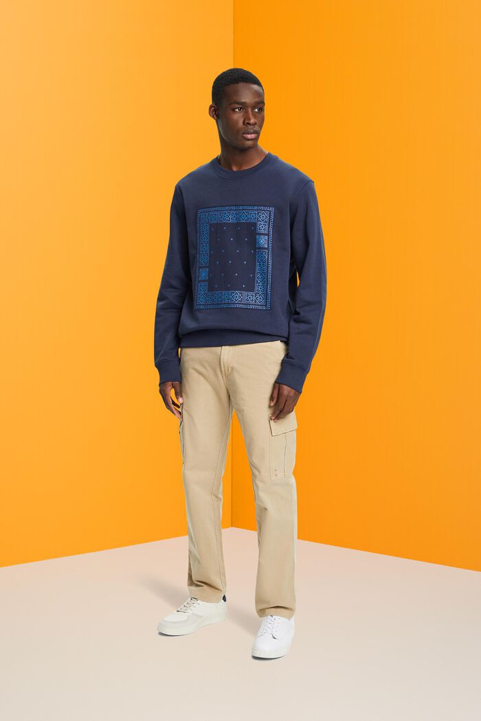 Sweatshirt med print på fronten, NAVY, detail image number 4